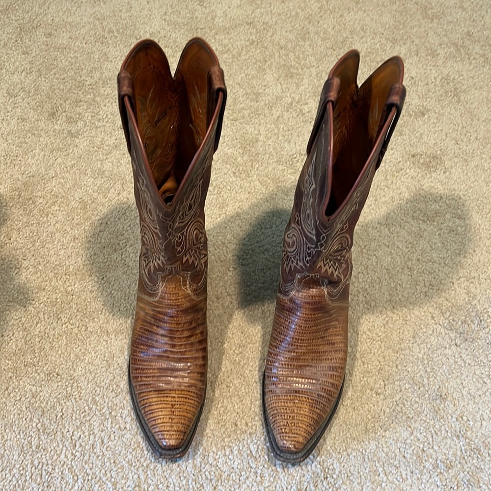 Lucchese 1883 N4002 Lizard pull on Cowboy Boots Sz 7.5